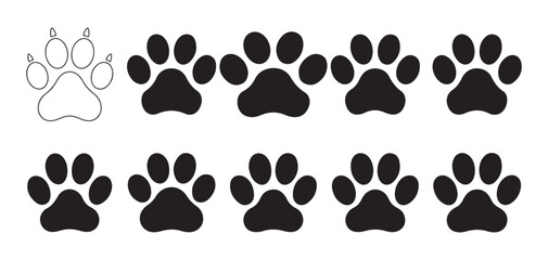 Fototapeta premium Animal paw print with heart shape silhouette for pet lovers. vector illustration eps 10