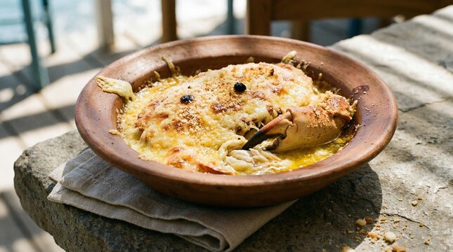 Chilean Crab Casserole Pastel de Jaiba in Clay Bowl