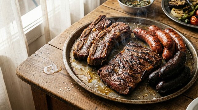 Mixed Argentinian Parrillada Grill with Various Meats