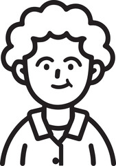 Obraz premium Old Woman Black and White Avatar Illustration in Minimal Line Art Style Design