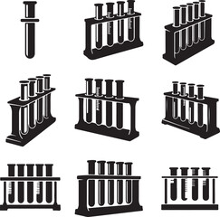 Obraz premium Testtubes in various holders and arrangements isolated on transparent background for laboratory use