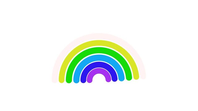 Vibrant rainbow loop elements with playful curved strokes, seamless motion graphics ideal for celebration themes and digital content.