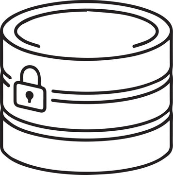 Database icon featuring a padlock symbolizes secure data storage and information protection in digital systems for modern technology.