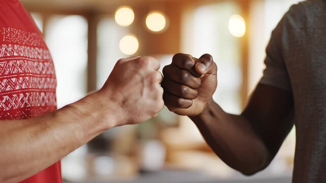 Two fists bumping in a friendly gesture