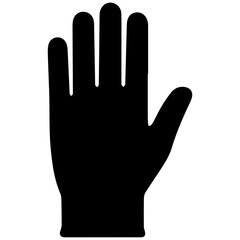 Obraz premium Black Silhouette of an Open Hand Showing Five Fingers, Stop Gesture Icon