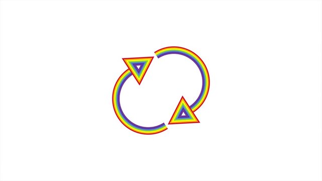 Vibrant rainbow loop elements with playful curved strokes, seamless motion graphics ideal for celebration themes and digital content.
