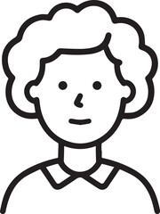 Obraz premium Old Woman Black and White Avatar Illustration in Minimal Line Art Style Design