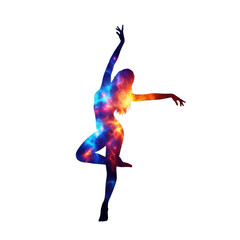 Obraz premium Dynamic dancer captured in a vibrant, abstract light display isolated on transparent background
