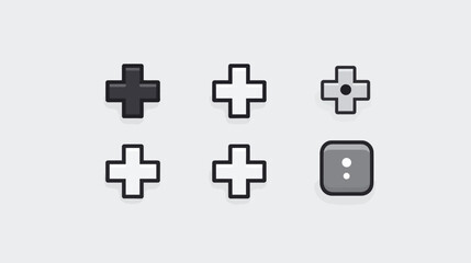 Obraz premium Modern UI icons set featuring various plus symbols for adding, creating, and a more options button for digital design and web interfaces.