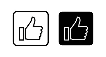 Obraz premium Thumb Up Icons in Outline and Solid Black, Conveying Approval, Likes, and Positive Feedback for Social Media