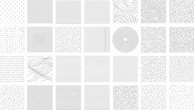 Abstract geometric patterns and textures in black and white.