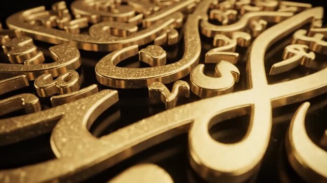 Elegant Golden Arabic Calligraphy Art Design Featuring an Islamic Verse, Abstract Circular Motif