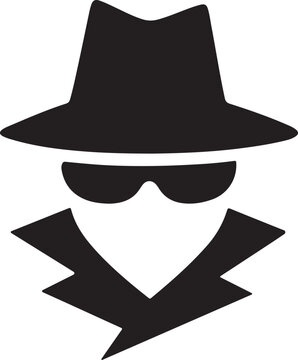 Mysterious Spy Silhouette Icon Anonymous Hacker Private Investigator and Incognito Mode Vector Illustration