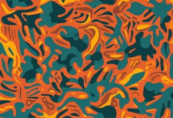 Obraz premium Dynamic organic shape texture in green and orange