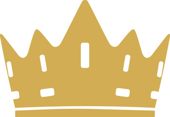 A stylized golden crown icon stands prominently on a clean white background symbolizing royalty power and achievement. © Monzurul islam monir