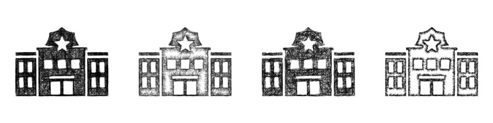Fototapeta premium Sketch police station icon design set
