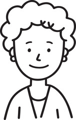 Obraz premium Old Woman Black and White Avatar Illustration in Minimal Line Art Style Design