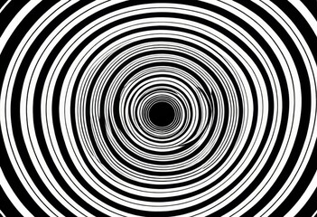 Psychedelic abstract background with black and white concentric circles