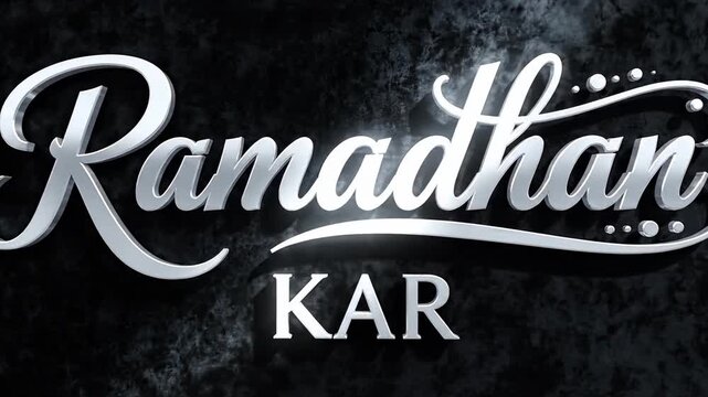 Elegant Ramadhan Kareem script lettering with sparkling lights on a dark textured background
