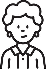 Obraz premium Old Woman Black and White Avatar Illustration in Minimal Line Art Style Design