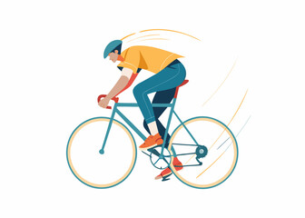 Naklejka premium A cyclist in motion depicted in a flat illustrative style