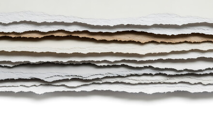 Ripped edges of old gray cardboard and torn paper create a blank vintage grunge texture with rough material patterns and empty space for a weathered backdrop design