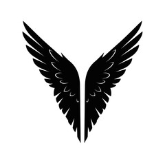 Fototapeta premium Black silhouette angel wings illustration on white background design element