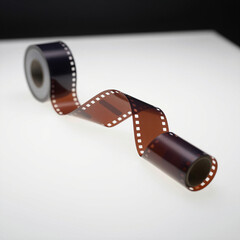 Obraz premium Curved 35mm Film Ribbon on Backlit Surface