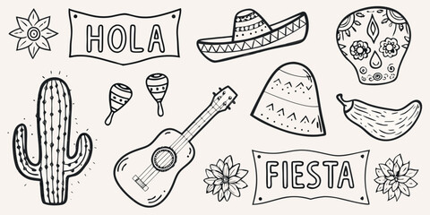A collection of hand drawn mexican themed illustrations and lettering © Shahabuddin
