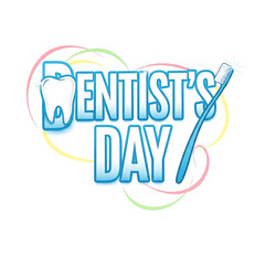 happy dentist's day vector illustration with tooth and toothbrush