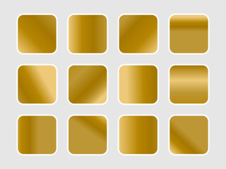 Golden color palette swatches shimmering amber squares vector on light background