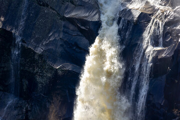 Powerful Waterfall Cascade with Intense Flow and Water Force