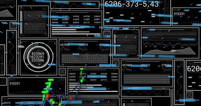 Dashboard receiving data, colored graphs rising, nodes updating, gauges changing for analytics