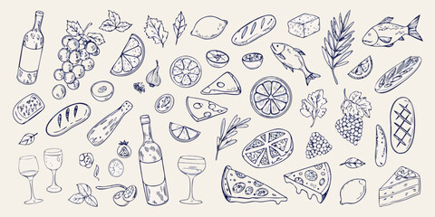 Fototapeta premium A delightful assortment of hand drawn food and drink sketches
