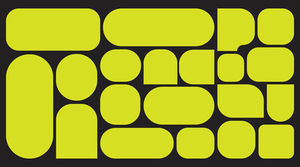 Abstract Modular Geometric Grid or Bento Grid in Black and Green with Rounded Shapes . vector illustration