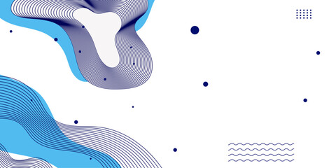 Modern Abstract Background with Waves Fluid Liquid Motion and Blue Gradient Color.