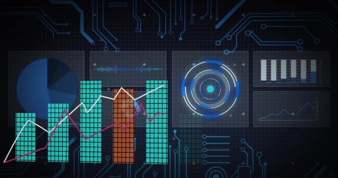 Incoming data feed starting, cluster of tiled cyan columns rising, HUD pulsing, visualizing growth