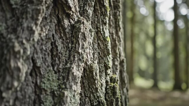 Closeup of tree bark in forest