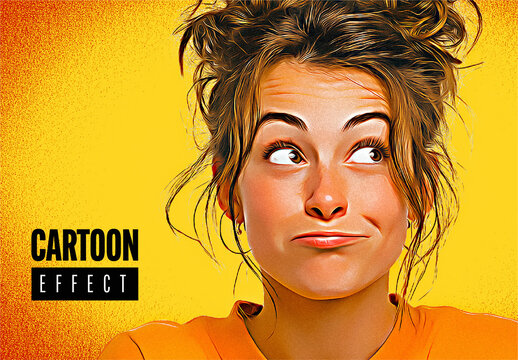 Cartoon Oil Painting Effect Mockup