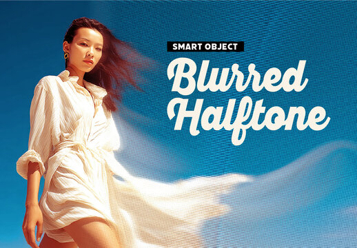 Flowing Soft Blurred Halftone Effect Mockup