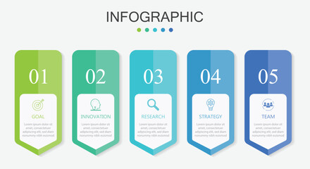 Business visualization infographic circle design template with 5 options,  diagram, workflow, timeline, web design. Vector  illustration.