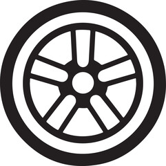 Obraz premium Car, vehicle or automobile tire alloy wheel with rim flat vector icon for apps and websites