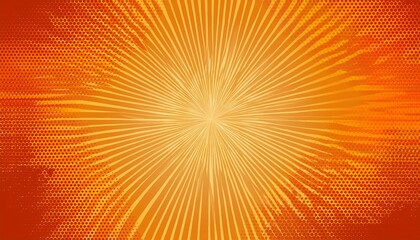 orange pop art comic book background with sunburst halftone