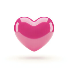 Fototapeta premium Glossy pink 3D heart shape isolated on white background love symbol