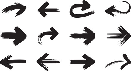 Set of 13 brush arrow icons vector