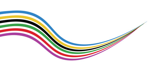 Fototapeta premium abstract wavy stripes with the colors of Paris Olympics games 2025 . vector illustration