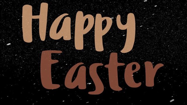 On play brush Happy above Easter staying fixed, white flecks drifting diagonal for subtle motion