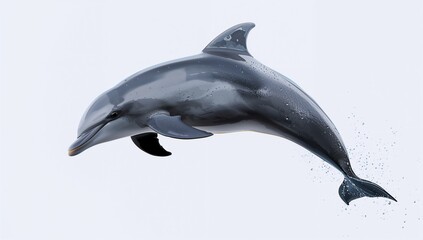 Obraz premium Hyperrealistic Dolphin Jumping Isolated on White Background 8K High Detail