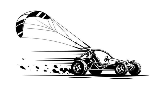 Extreme Kite Buggy Offroad Adventure Vector Art