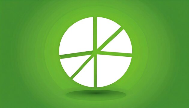 A white graphic representing a pie chart is centered against a vibrant, layered green background. The chart is divided into quadrants